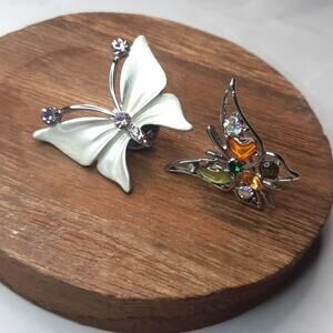 Butterfly Pins Brooches Lot of Two Small Pins